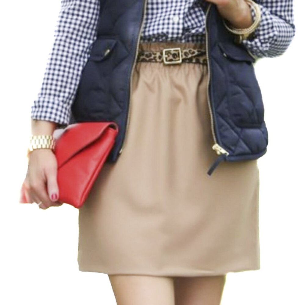 J. Crew Linen Sidewalk Skirt Paperbag Mini in Khaki Camel Size 2